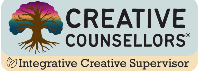 Supervision Logo for Creative Counsellors featuring a tree with colourful roots and the text below.