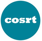 Circular teal logo with the word "cosrt" in bold white letters.