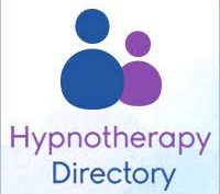 Clinical Hypnotherapy Logo of Hypnotherapy Directory with abstract figures and text below.