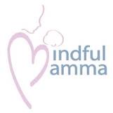 Logo of Mindful Amma featuring a heart and a mother and child outline.